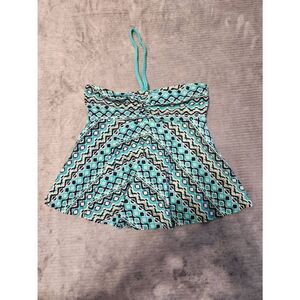 Lands End Girls Size 10 Slim 10S Tankini Top Swim Aztec Tribal Print